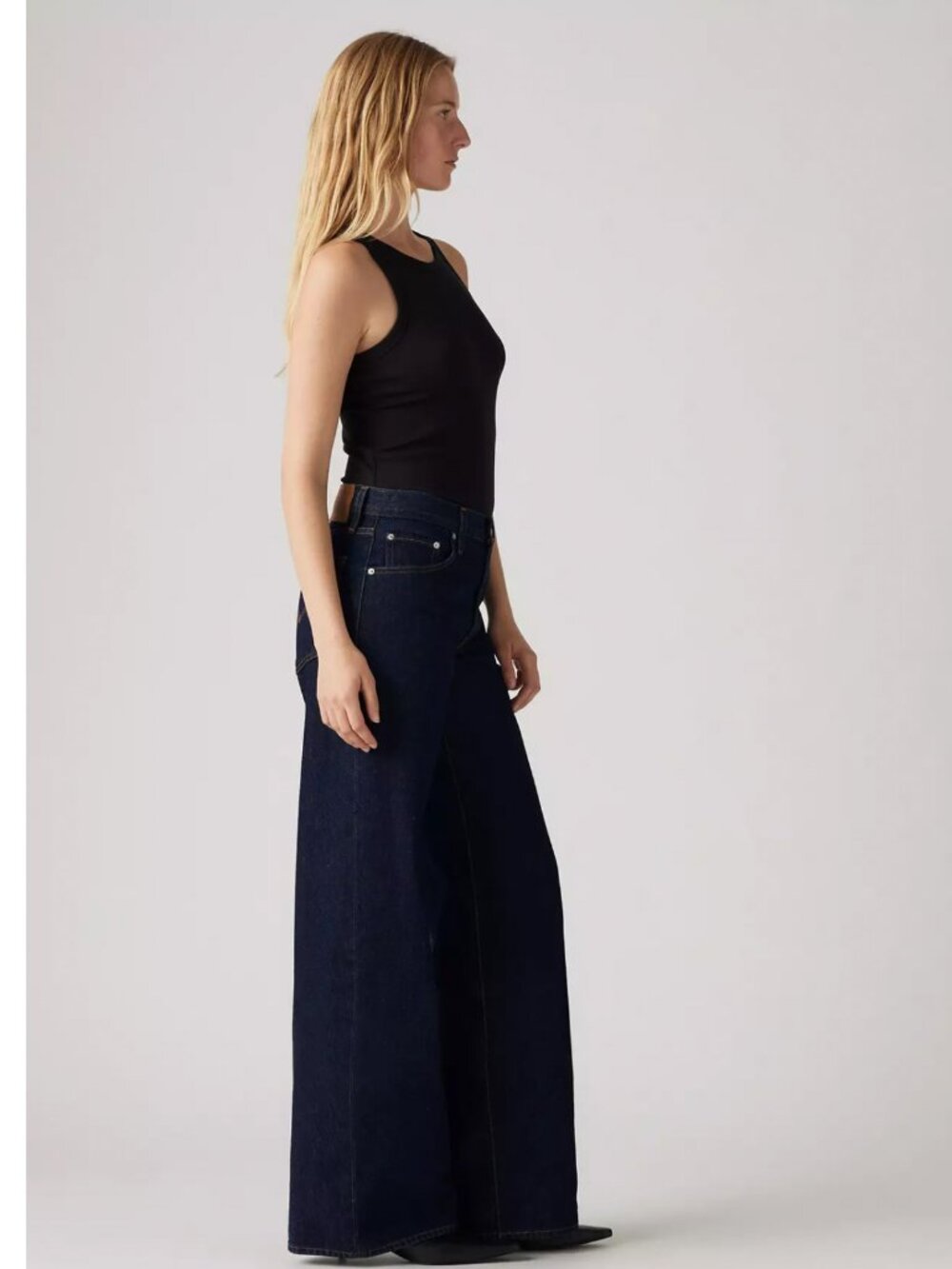 Free People Levi's Premium XL Baggy Straight Flare Jeans in Dark Wash W 27 28 29